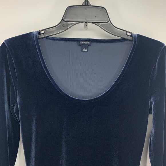 J.Crew/Jeans Bodysuit Blue Velvet Scoopneck Long Sleeve - Picture 3 of 10